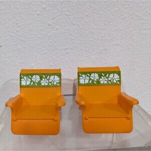 Fisher Price Loving Family Dollhouse Orange Beach Camping Lounge Chairs